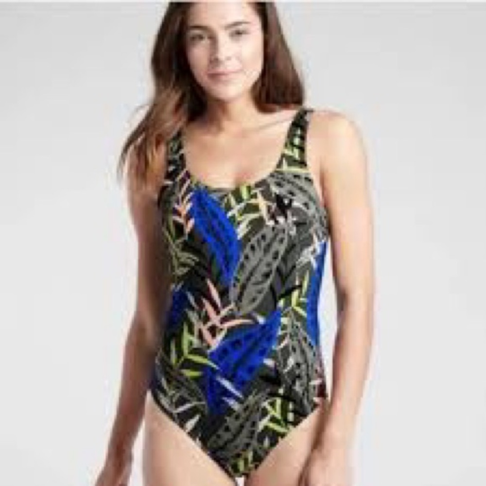 NEW Athleta $108 midnight palm scoop one piece swimsuit nwt quick dri medium